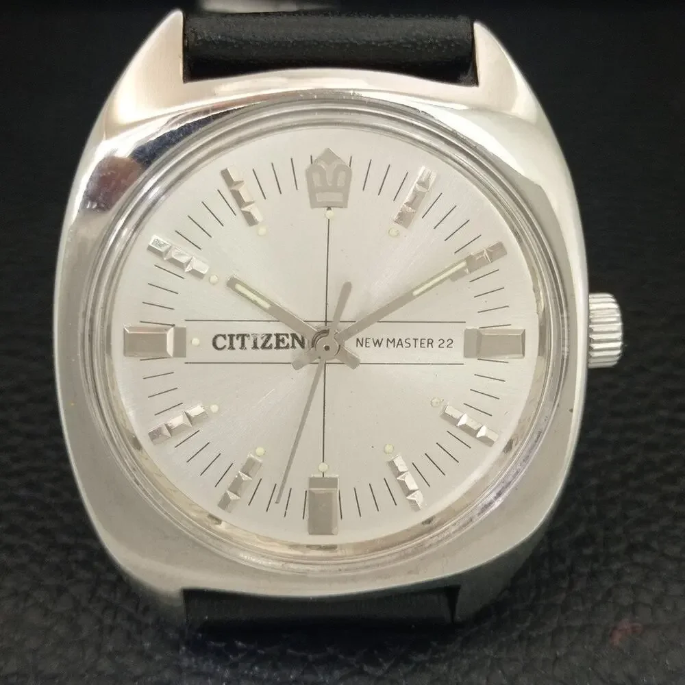 Vintage 1976 Citizen Manual Wound Mens Silver Watch & Silver accents